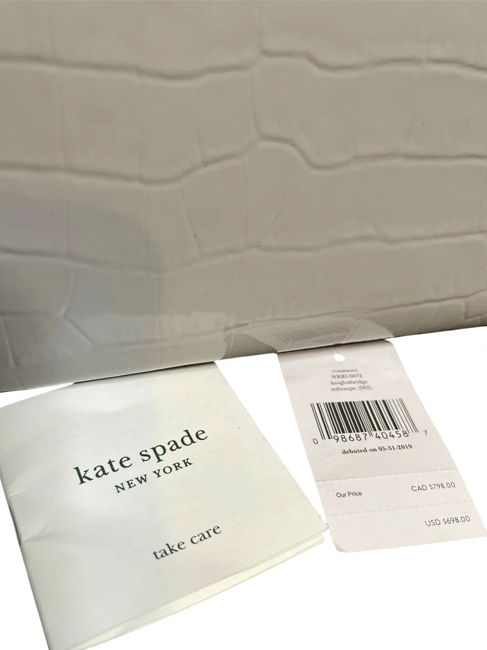 Kate Spade Knightsbridge Constance Satchel Gray Croc Embossed Patent Leather Bag